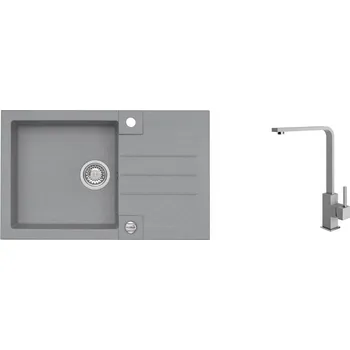 Granitový dřez Kuchyňský set Alveus ROCK 130 + baterie AFRA Barva: Šedá, Označení: Beton + Dárek
