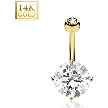 Piercing Šperky4U Zlatý piercing do pupíku - čirý zirkon, Au 585/1000 - ZL01001-YG