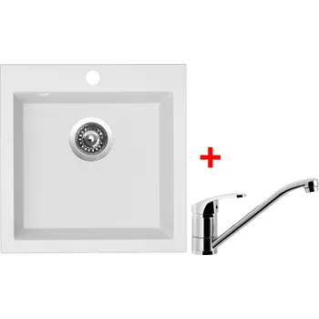 Kuchyňský dřez Set Sinks VIVA 455 + PRONTO chrom Barva: Bílá, Označení: Milk + Dárek