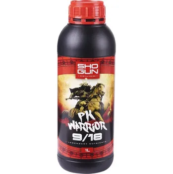Hnojivo Shogun PK Warrior 9/18 1L, květový stimulátor (Přípravek SHOGUN PK Warrior 9/18 využívá jedinečný poměr fosforu a draslíku, aby předčil všechny ostatní PK přísady díky receptuře, která byla strategicky navržena tak, aby zaútočila na vaše rostliny přísadam