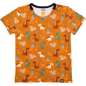 Chlapecké tričko skořicové bavlněné tričko s potiskem dinosaurů