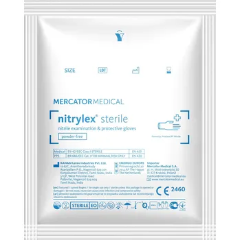 Vyšetřovací rukavice NITRYLEX Sterile/ PROHAND - Sterilní vyšetřovací nepudrované nitrilové rukavice, modré Velikost: L