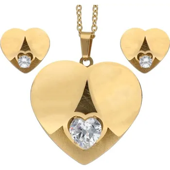 Souprava šperků Doria Set šperků z oceli zlaté SRDÍČKA K417