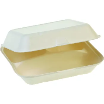 Jednorázové nádobí naturesse Jídelní boxy | Velké | Kompostovatelné | Z cukrové třtiny | 3 sekce Balení: 125 Ks