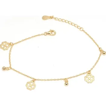 Náramek Dámský stříbrný pozlacený náramek s přívěšky 17-20 cm STNA0504F