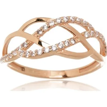 Prsten Dámský prsten z růžového zlata se zirkony PR0514F + DÁREK ZDARMA