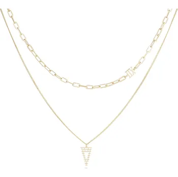 Řetízek biju Pozlacený řetízek 14k zlatem dvojřadý, kombinace dvou řetízků s přívěskem trojúhelníku a číslice XII 3001539
