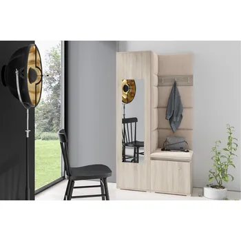 Předsíňová stěna Eka Předsíňová stěna s čalouněnými panely Trinity 13 - Sonoma / Tmavá krémová 2302