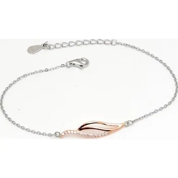 Náramek Dámský stříbrný náramek se zirkony 17-20 cm STNA0502F