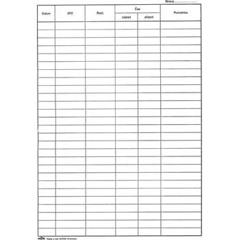 Tiskopis Tiskopis Evidence příjezdů a odjezdů vozidel