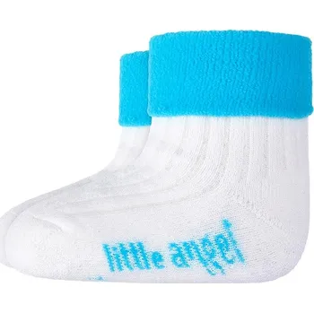 Dívčí oblečení Little Angel Ponožky froté Outlast® - bílá/tyrkys Velikost ponožek: 15-19 | 10-13 cm