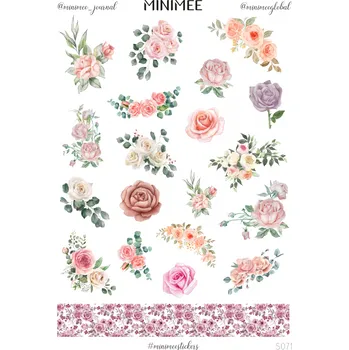 Dětské zboží MINIMEE Papírové samolepky v aršíku A5 Růže 2