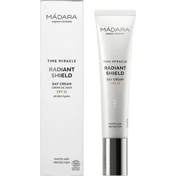 Pleťový krém Mádara Organic Skincare Time Miracle Radiant Shield ochranný denní krém SPF15 40 ml