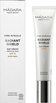 Pleťový krém Mádara Organic Skincare Time Miracle Radiant Shield ochranný denní krém SPF15 40 ml