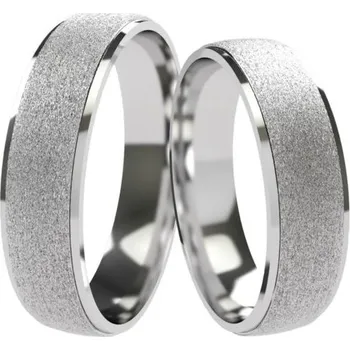 Prsten Primossa Snubní prsteny s pískováním Primossa, bílé zlato - vzor č. 570 Dámský prsten: 56 mm, Pánský prsten: 57mm