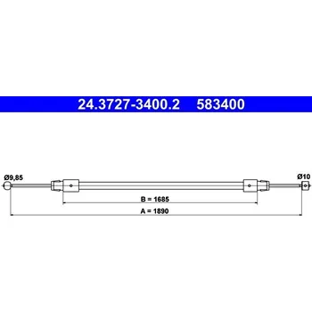 Brzdový systém Tažné lanko, parkovací brzda ATE 24.3727-3400.2