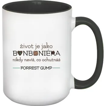 Hrnek velký barevný s potiskem Život je jako bonboniéra