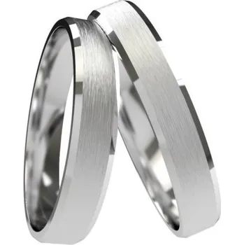 Prsten Primossa Snubní prsteny se zkosenými hranami a matným povrchem Primossa, bílé zlato - vzor č. 741 Dámský prsten: 60 mm, Pánský prsten: 60mm