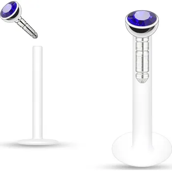 Piercing Labreta BioFlex, zirkon 2 mm (tmavě modrá)