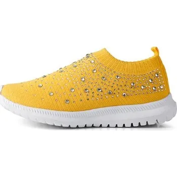 Dámské tenisky Dámské nazouvací prodyšné tenisky s třpytivými kamínky Barva: Žlutá, Velikost: 37 (23,8 cm)