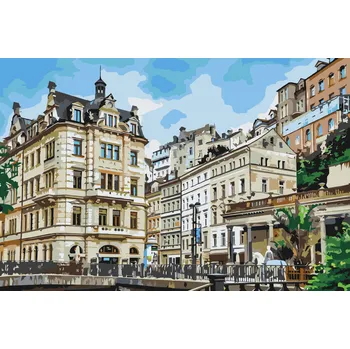 Malování podle čísel - Karlovy Vary Velikost: 40x60cm, Rámování: Pouze srolované plátno