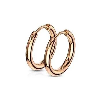 Náušnice Ocelové kroužky pozlacené -růžové zlato