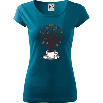 Dámské tričko Coffee Tree parts from school icon - Dámské triko Pure - M ( Petrolejová )