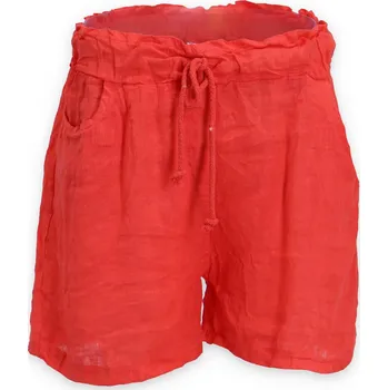 Dámské oblečení Kraťasy letní lněné 20891 Itálie barva: červená-korálová