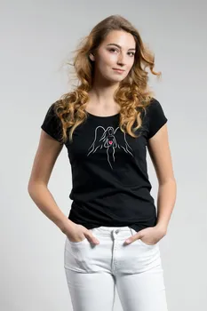 dámské tričko CityZen Dámské bavlněné triko černé anděl S