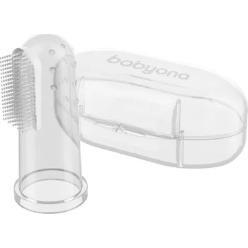 Zubní kartáček BabyOno Take Care First Toothbrush dětský zubní kartáček na prst s pouzdrem Transparent 1 ks