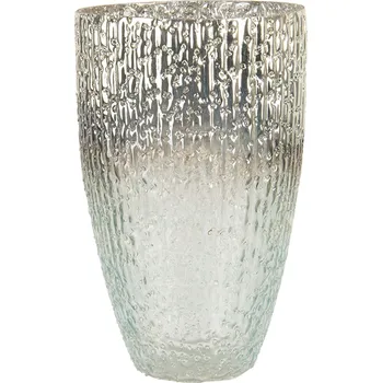 Svícen Šedo stříbrný skleněný svícen Jacinta mini - Ø 12*20 cm