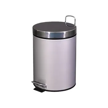 Odpadkový koš Odpadkový koš stříbrný 12L, kovový, pedálový, kulatý