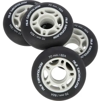Kolečko k in-line bruslím Matná kolečka NILS Extreme PU 70x24 82A, černá, 4 ks