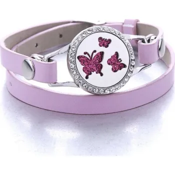 Náramek Aroma difúzní náramek Motýlky dvojitý kožený řemínek