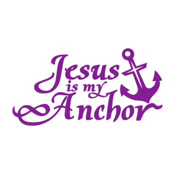 Polep vozidla SAMOLEPKA Jesus is my anchor (14 - fialová) NA AUTO, NÁLEPKA, FÓLIE, POLEP, TUNING, VLASTNÍ TEXT, TISK, AUTOSAMOLEPKY.cz, POLEPY, OBRÁZEK, LOGO, SAMOLEPKY