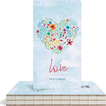 Zápisník Drasca Art EOOD Zápisník Love is in the air Heart od flowers (100g/m2, 96 listů) 9,4×17,2cm obal modrý se srdcem