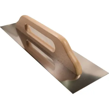 Ruční nářadí TOPTRADE hladítko nerezové, s dřevěnou rukojetí, hladké, 580 x 130 mm 109113