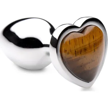 Anální šperk Booty Sparks Gemstones Tiger Eye Heart Anal Plug Small