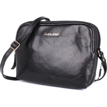 Kabelka Tříoddílová luxusní černá dámská kožená crossbody kabelka Marta Ponti no. 17