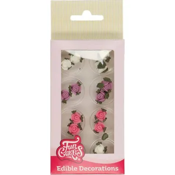 Jedlá dekorace na dort FunCakes Cukrové zdobení 16 ks barevné růžičky