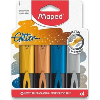 Zvýrazňovač MAPED FLUO PEPS GLITTER Metal– Set zvýrazňovačů