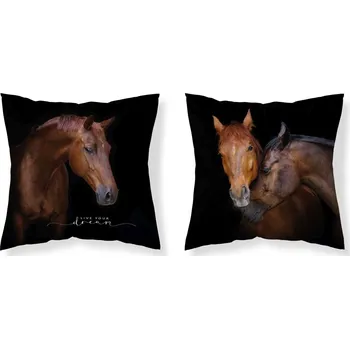 Povlak na dekorativní polštářek DETEXPOL Povlak na polštářek Koně Live micro Polyester, 40/40 cm