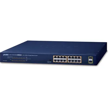 Switch Planet GSW-1820HP PoE switch, 16x1Gb + 2x SFP 1Gb, PoE 802.3at 30/240W, VLAN, extend mód 10Mb-250m, 802.3az