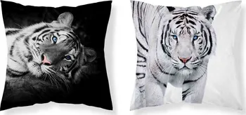 Povlak na dekorativní polštářek Detexpol Povlak na polštářek 40 x 40 cm tygr černý/bílý