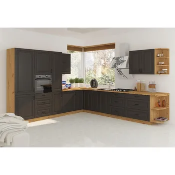 Kuchyňská linka Kuchyňská linka STILO artisan/grafit MDF, Rohová sestava E, 310x340 cm