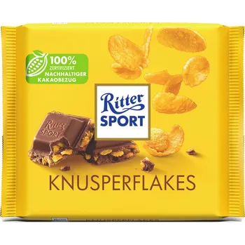 RITTER SPORT MLÉČNÁ ČOKOLÁDA KUKUŘIČNÉ LUPÍNKY NĚMECKO!