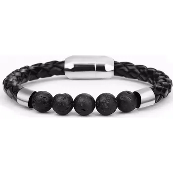 Náramek Aroma náramek pánský kožený s lávovými kameny