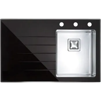 Nerezový dřez Dřez včetně sifonu, CRYSTALIX 10,PRAVÝ, ČERNÁ