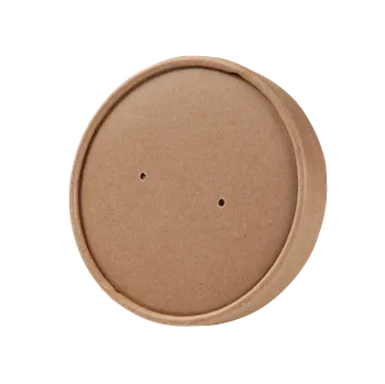 Jednorázové nádobí EcoPack Papírové víčko na misku na polévku 700 ml kraft bal/50 ks