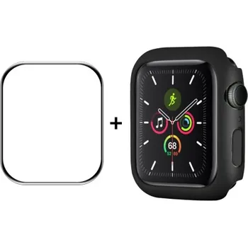 ENKAY 35663 ENKAY Plastový kryt s tvrzeným sklem pro Apple Watch 9 / 8 / 7 (45mm) černý